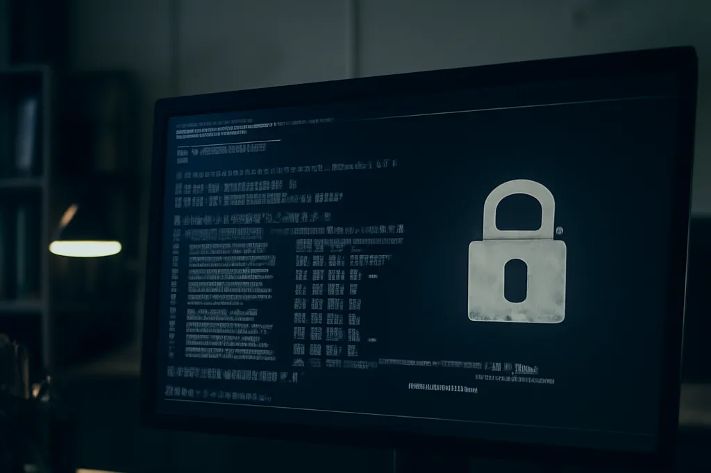 Poste de développeur avec un écran affichant un audit de sécurité de dépendances logicielles en cours d'exécution dans un terminal